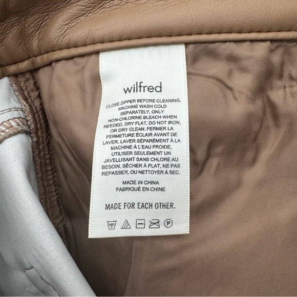 Aritzia Wilfred Constant Camel Faux Vegan Leather Pants SZ 12 Tall - Picture 6 of 16